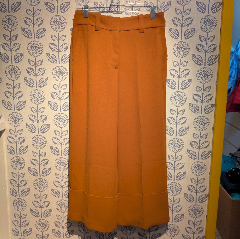 J. Crew 365 Wide Leg Trousers High Pants Cuffed Hemline